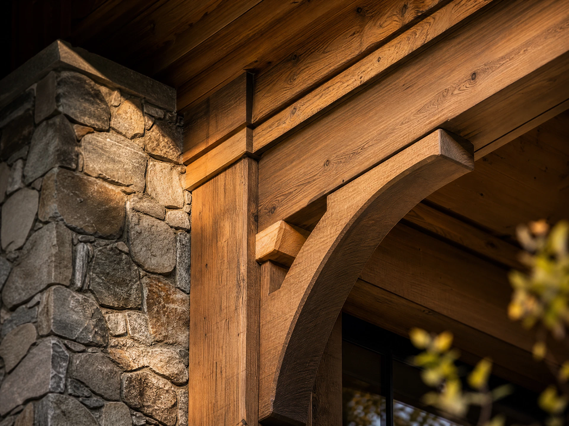 Stone and timber craftsmanship detail